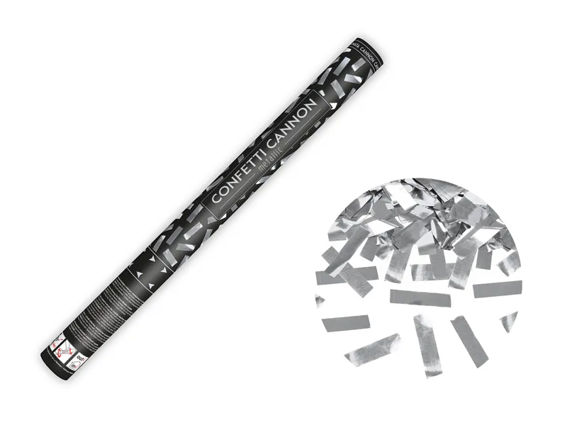 Tuba strzelająca 60 cm srebrne konfetti
