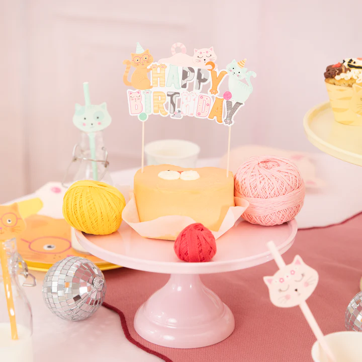 Topper na tort "Happy Birthday" Kotki - obrazek 2