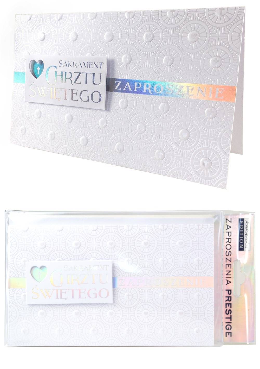 Zaproszenie na Chrzest Srebrne 5 szt