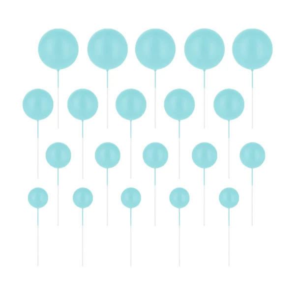 Toppery na tort kulki błękitne matowe 20sztuk zestaw